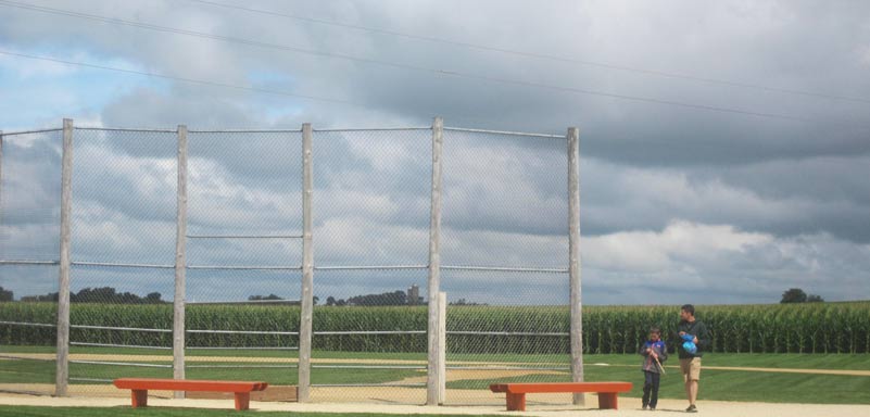 Ghost players assemble in the infield at the original Lansing Farm site in  Dyersville, Iowa, where the nostalgic movie Field of Dreams was filmed in  1989